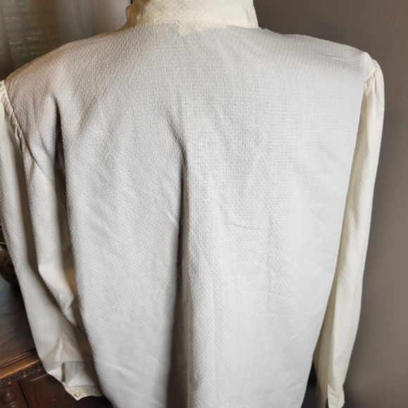 VINTAGE LADY ALEXIS COTTON BLEND VICTORIAN STYLE RUFFLE PUFF SLEEVE BLOUSE - Picture 8 of 10